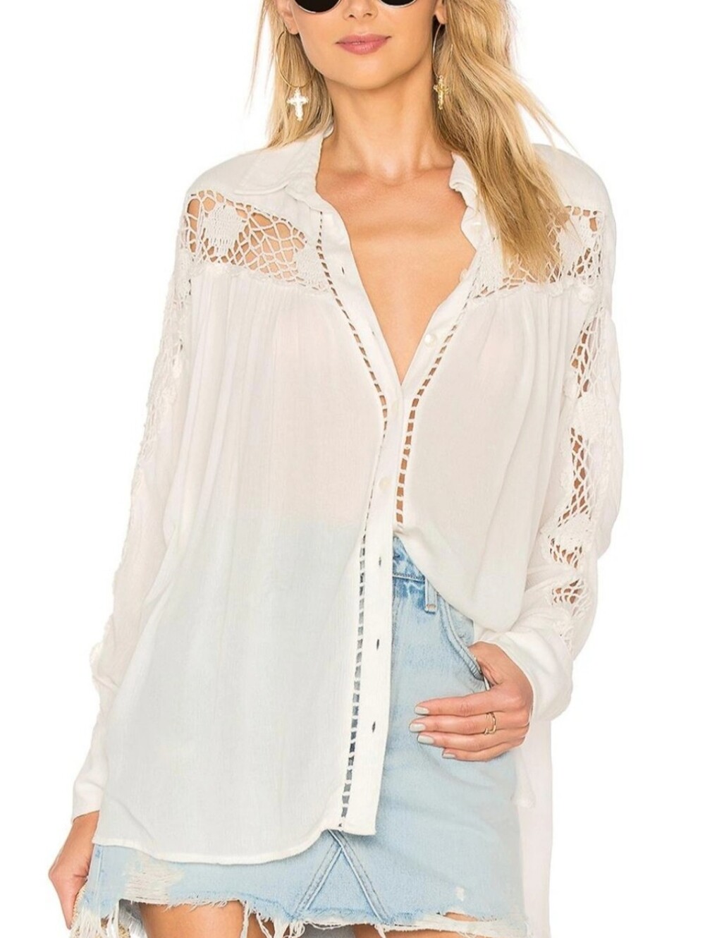Free People Katie Bird Crochet Top